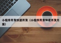 小程序开发快速开发（小程序开发快速开发方案）